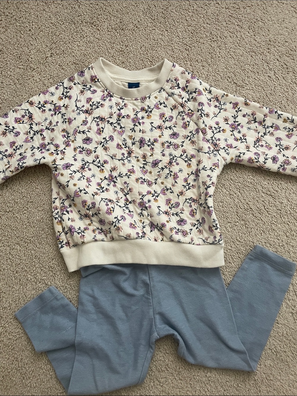 Cream Floral Crewneck Sweatshirt with Lavender Flowers